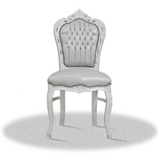 Barockstuhl Weiss Silber Kunstleder elegant luxus Schlicht klassisch einfach