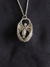 Vintage Halskette (60 cm) mit Schutzengel Anhänger (Edelstahl)