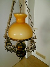 Antike Maritim Messing Deckenlampe Schiff Boot Glasschirm Glaskolben Holz Massiv