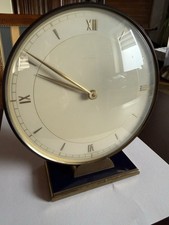 Schöne alte Junghans Tischuhr, Messing, blaue Platte u. Rahmung, funktionsfähig