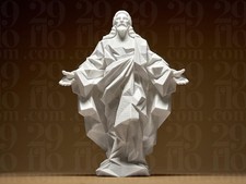 Geometric Jesus Statue | Moderne geometrische Christusfigur | Weiße 3D-gedruckte