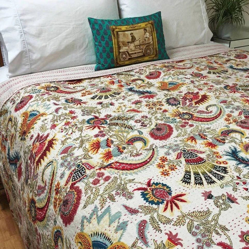 Floral kantha quilt indische - kantha,