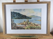 JOHN FISHER EILEAN DONAN CASTLE SCOTTISH LANDSCAPE PASTEL FRAMED SIGNED
