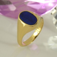 Ring Goldring Bandring  750 Gelbgold 18K 1 Lapislazuli Platte oval Gr. 56