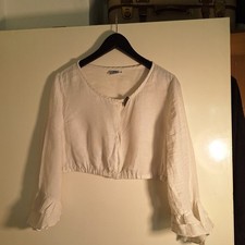 Trachten BLUSE LEINEN GR 46 WEISS