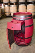 Regalfass, Weinbar mit Tür, Fassregal rot