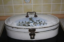 Antiker Emaille Brotkasten Brottopf Brotdose DGM uralte Brot Box Behälter