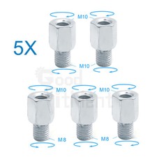5 Stück Motorrad Spiegel Adapter Motorroller Rückspiegel Schrauben M10 M8 Chrom