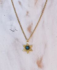 Halskette & Anhänger WW Kette Edelstahl vergoldet 18K Achat Anhänger Stern NEU