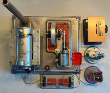 Antik Blechspielzeug Dampfmaschine 35cm Defekt Wilesco +Zubehör Säge Bohrer Bock