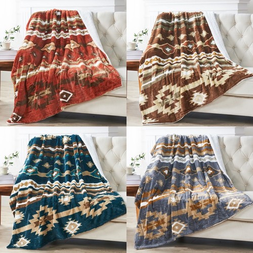 Southwest sherpa fleece throw - sherpa,