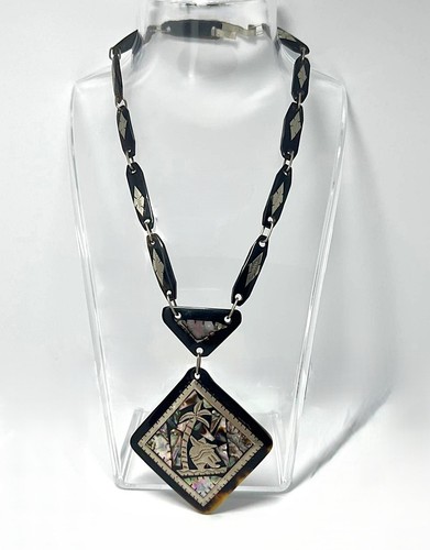 Vintage hornkette mit perlmutt - vintage,