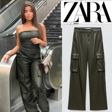 Zara Lederhose Cargo Wide Leg