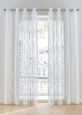 1er Pack Jacquard Gardine Gr. 1 (H/B: 145/130 cm) Weiß Vorhang Neu