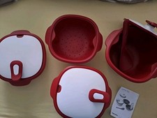 Tupperware Thermo Duo rot/weiß -Set drei Behältern mit Servierlöffel und Sieb 