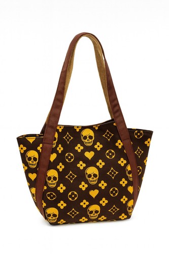 Handtasche braun gelb - handtasche, braun/gelb