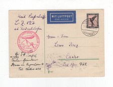 1929 Dt. Reich LZ 127 Zeppelin Orientfahrt Karte mit EF 1 Mark SI 23I A