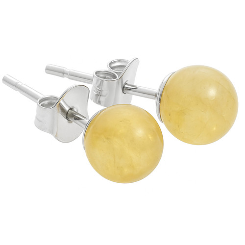Citrin ohrstecker kugel - ohrstecker,