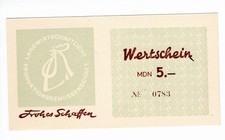 Betriebsgeld LPG  Frohes Schaffen BACHRA Wertschein 5 MDN ohne DV Sömmerda x