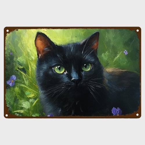 Blechschild schwarze katze - blechschild,