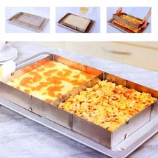 Edelstahl Verstellbar Backrahmen eckig Torten Kuchen Ring stufenlos Backform DE