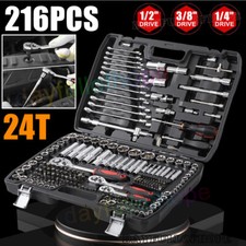 216tlg Werkzeugkoffer Steckschlüsselsatz Knarrenkasten Nusskasten 1/2" 3/8" 1/4"
