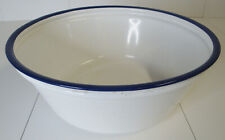 Alte Emaille Schüssel Waschschüssel Weis Blau Emaile Planzschale Schale 15x39cm
