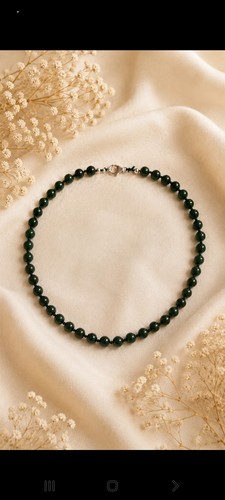 Vintage jade perlenkette 925 - perlenkette,