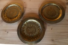 3 sehr schöne Vintage Wandteller Messing Orientalisches Design