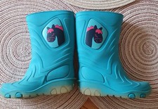 Mädchen Gummistiefel, Blau,Pferde Motiv,mit Warmfutter,22/23,Eine Sohle blinkt