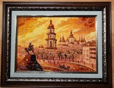 Bernsteinbild mit Rahmen 31x40