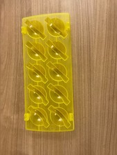 Eiswürfelform gelb Schale für 10 Stück, Kunststoff, runde Würfel mit Einsatz