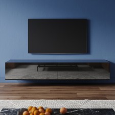 TV Fernsehschrank Lowboard Hängend Hängeschrank Wohnwand Schwarz Hochglanz 180cm
