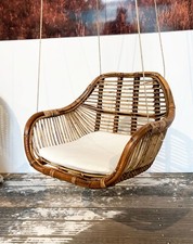 Hängesessel Hängestuhl Korbstuhl 65 cm Braun Seil Haken Lounge Baum Relaxstuhl