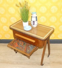 50er Jahre Nähtisch Nähkasten Aufbewahrung Beistelltisch auf Rollen mit Stauraum