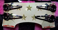 4 Haarklammern  Haarspangen Haarclips Rockabilly Retro Gothic Punk NEU