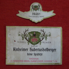 Weinetikett 1948 er Mosel - Ruwe - Saar - Kinheimer Hubertushofberger feine Spät