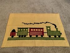 Stickbild - fertig gestickt – Handarbeit Kreuzstich Eisenbahn Vintage