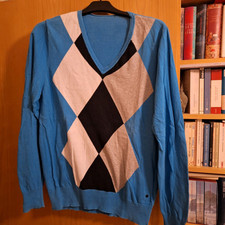 Burlington Pullover Blau Weiß Schwarz Größe M Baumwolle