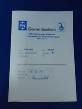 alter Garantieschein DDR Kinderdreirad 12/1983 VEB Kinderfahrzeuge Mühlhausen