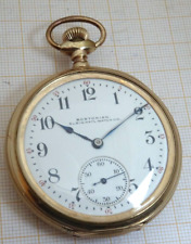 Vergoldete Taschenuhr Elgin 16 Size 3 Finger Bridge gangbar ca.1900 D= 51mm TU28