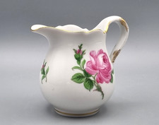 Meissen Porzellan Milchkännchen Sahnegießer, rote Rose vergoldet Handmalerei