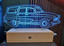 Wartburg 311 Camping LED Fensterlicht Acrylglas mit Holzsockel Tischaufsteller 