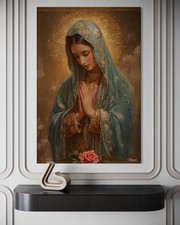 Jungfrau Maria Leinwand Bild Neuzeit Jesus Farbig Dekoration Kunst Bibel Kirche