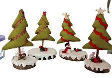 ?Handmade Tilda Deko Weihnachtsbaum aus Wollstoff auf Holzscheibe je? Wählbar