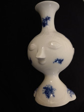 ROSENTHAL * Björn Wiinblad * Kerzenhalter Romanze * blaue Blume * Gesicht 14 cm