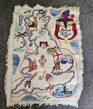 Festival of Britain 1951 Embroidered Sampler Pictorial Map - Skilled Needlework