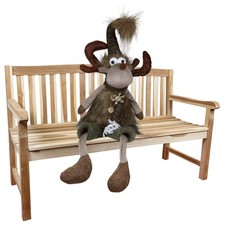 Elch sitzend 23cm (52cm)  Kantenhocker Weihnachtsdeko Rentier Figur braun-grün