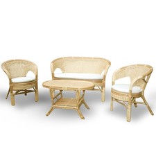 Amanda Wohnzimmer Mit 1 Sessel, 2 Stühlen, 1 Tisch Aus Geflochtenem Bambus Wien