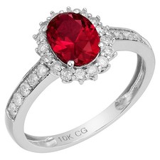 10k Solid Weiß Gold Oval